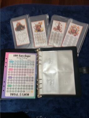 Money Saving Envelope Tracker in Black Binder with Autumn Inserts